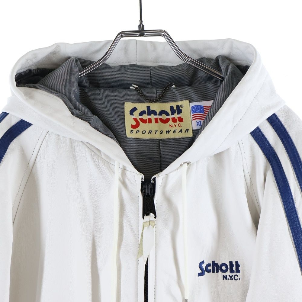 SCHOTT (ショット) TRACK HOODY JACKET アームライン ラムレザー