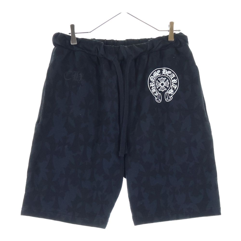 CHROME HEARTS クロムハーツ Graveyard Cemetery Cross Half Pants グレイブヤード スウェットハーフパンツ ブラック