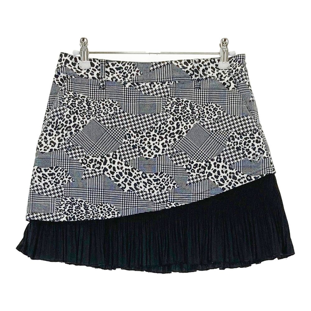 サイズ 00 MASTER BUNNY EDITION マスターバニーエディション 裾プリーツ ストレッチスカート レオパード グレンチェック 総柄 ブラック系 ゴルフウェア レディース ストスト