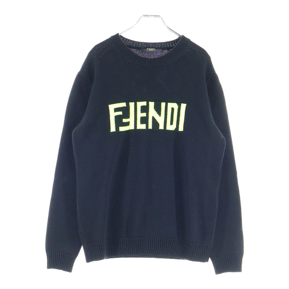 FENDI (フェンディ) GIROCOLLO WORDING FENDI KNIT フロントロゴ