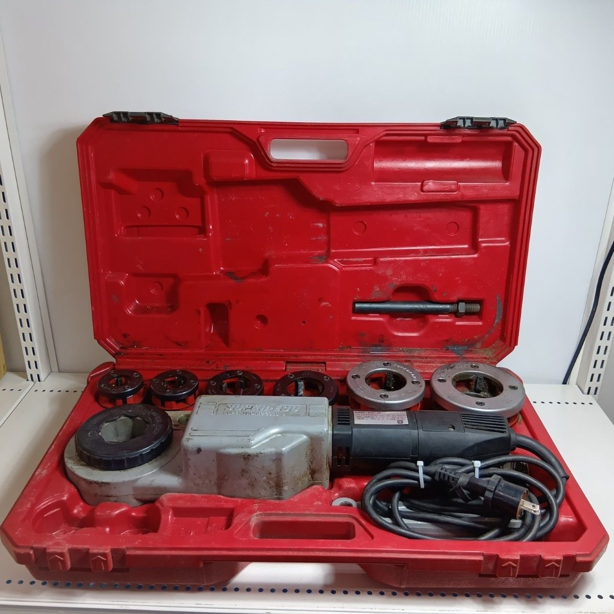 Asada ネジ切り機 SUPER EGO 2000 程度C チェーザ付ダイヘッド ケース コード式 100 v キズ ヨゴレ有