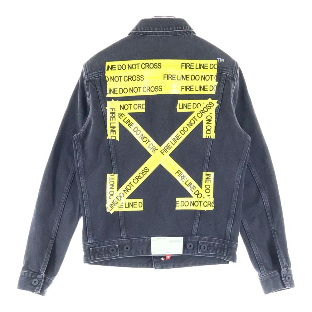 【中古】オフホワイト OFF WHITE ファイヤーテープ Firetape デニムジャケット Gジャン 3rd S 黒 ブラック OFF-WHITE (オフホワイト) FIRETAPE DENIM JACKET ファイヤーテープ