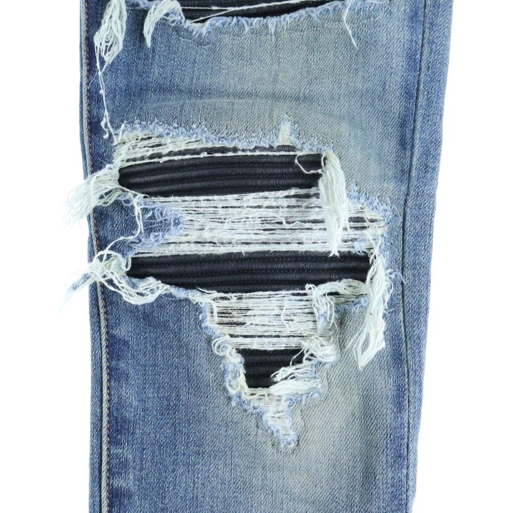 AMIRI (アミリ) 蛇腹切替ダメージ加工バイカースキニーデニムパンツ