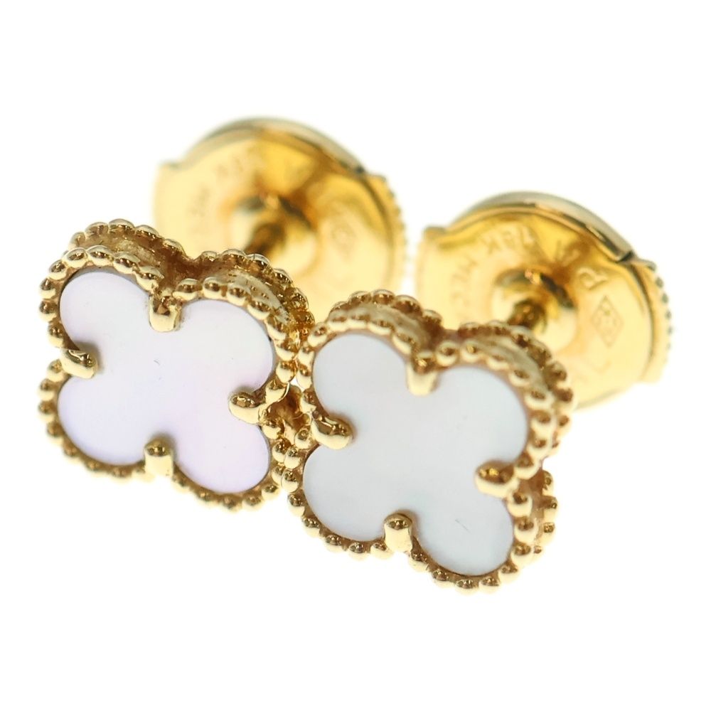 Van Cleef Arpels ヴァンクリーフアンドアーペル スウィート アルハンブラ ピアス マザーオブパール Au 750 K 18 YG イエローゴールド