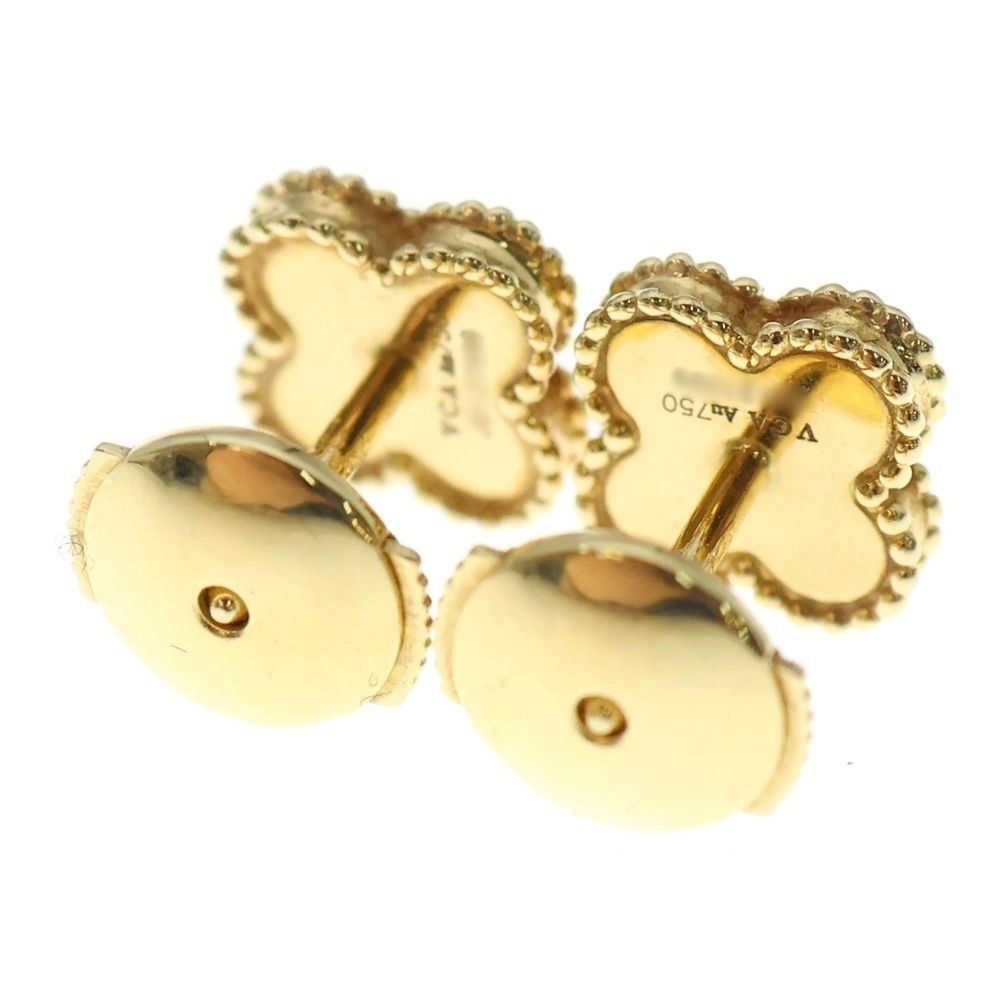 Van Cleef Arpels ヴァンクリーフアンドアーペル スウィート アルハンブラ ピアス マザーオブパール Au 750 K 18 YG イエローゴールド