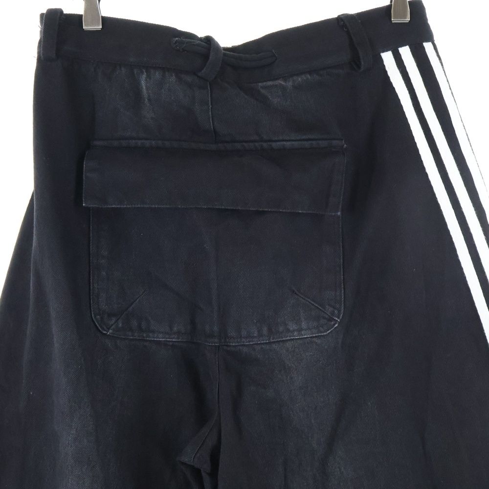 YORI SPORT ヨリ スポーツのダメージデニム YORI SPORT (ヨリ スポーツ) ダメージ ライン デニムパンツ ブラック