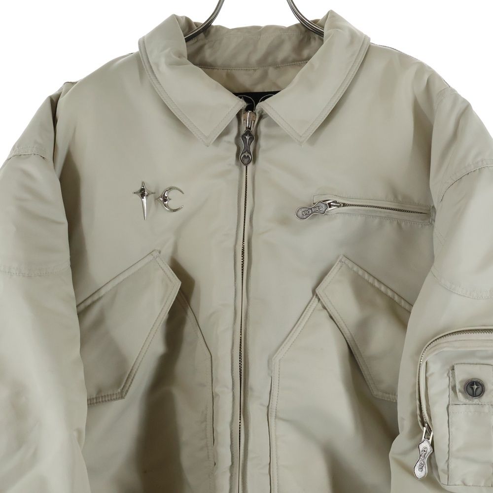 THUG CLUB (サグクラブ) スタッズ装飾 ボンバージャケット ベージュ