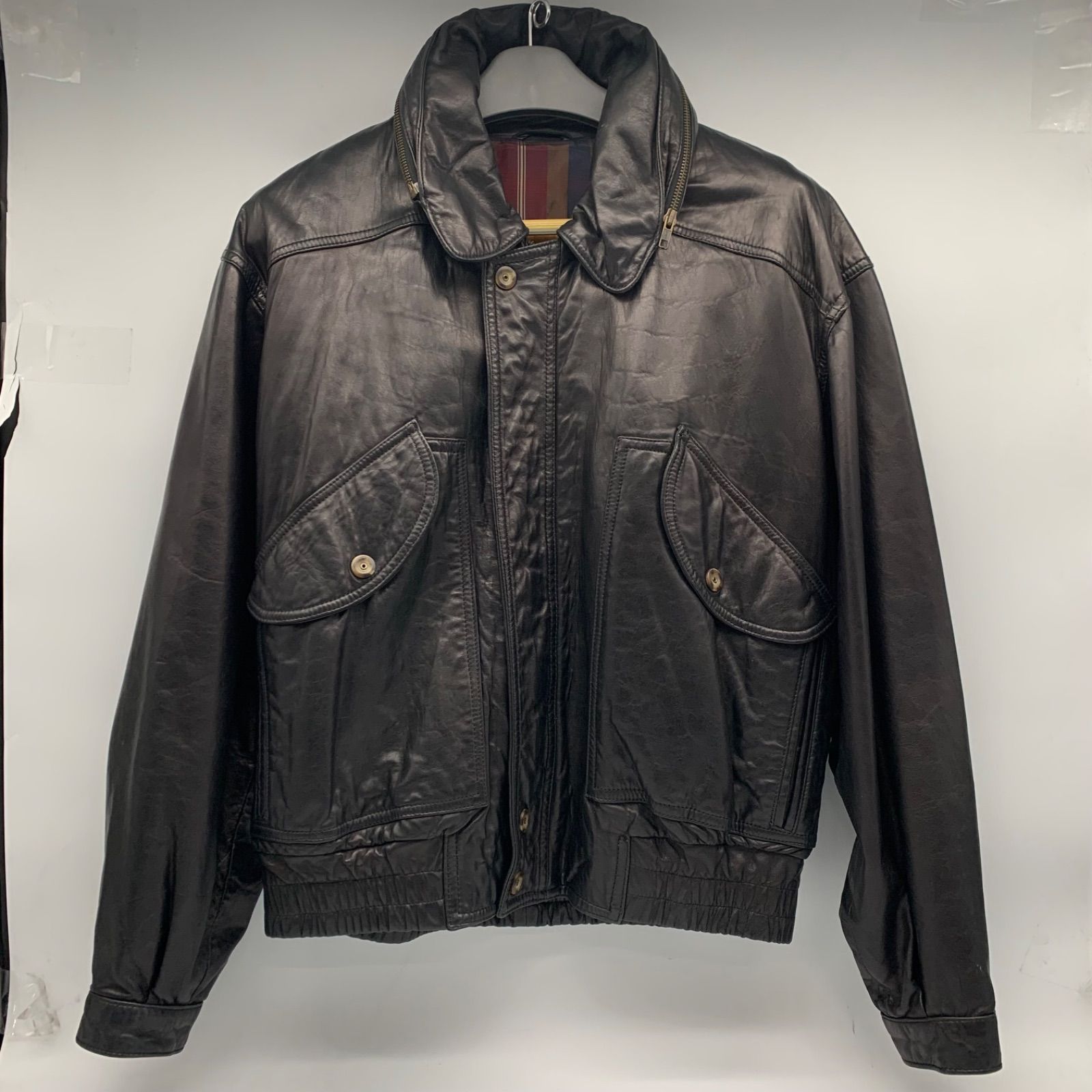 EF 1205 4 2 メンズ レザージャケット 黒 size 46 イタリア製