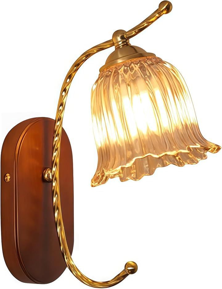 LzqLzxChyzh CS フレンチスタイル ベッドサイド 木 ラグジュアリーな リビングルーム 廊下 玄関 琥珀色のガラスカバー マスターベッドルーム ウォールランプ 照明器具 和室 寝室 洋室 CS-0004