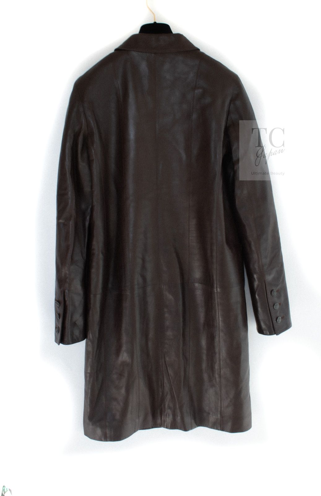 シャネル ジャケット コート CHANEL ブラウン ラムスキン レザー