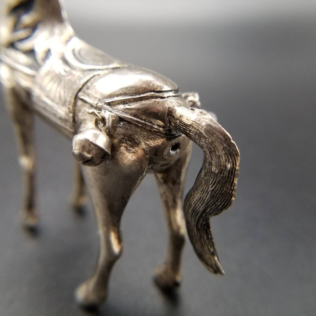馬 立体彫刻 925 シルバー 米国 ヴィンテージ フィギュア 置物 鈴 鞍