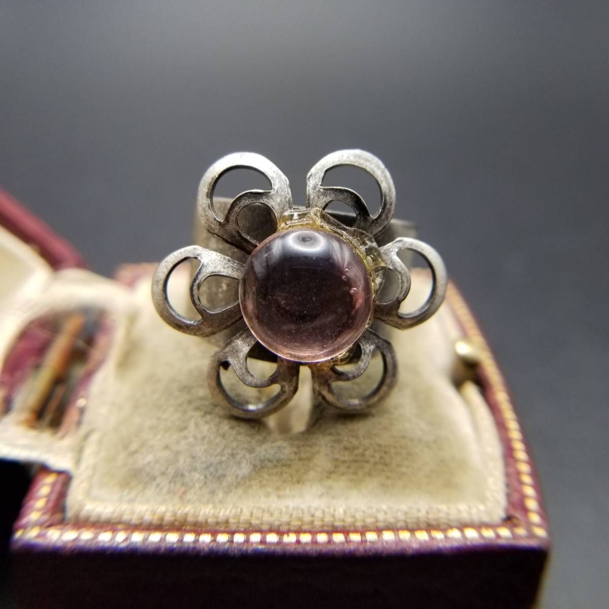 1960s ZIGGY ORIGINALS N.Y.C. 透かし フラワー クリアピンク ラウンド