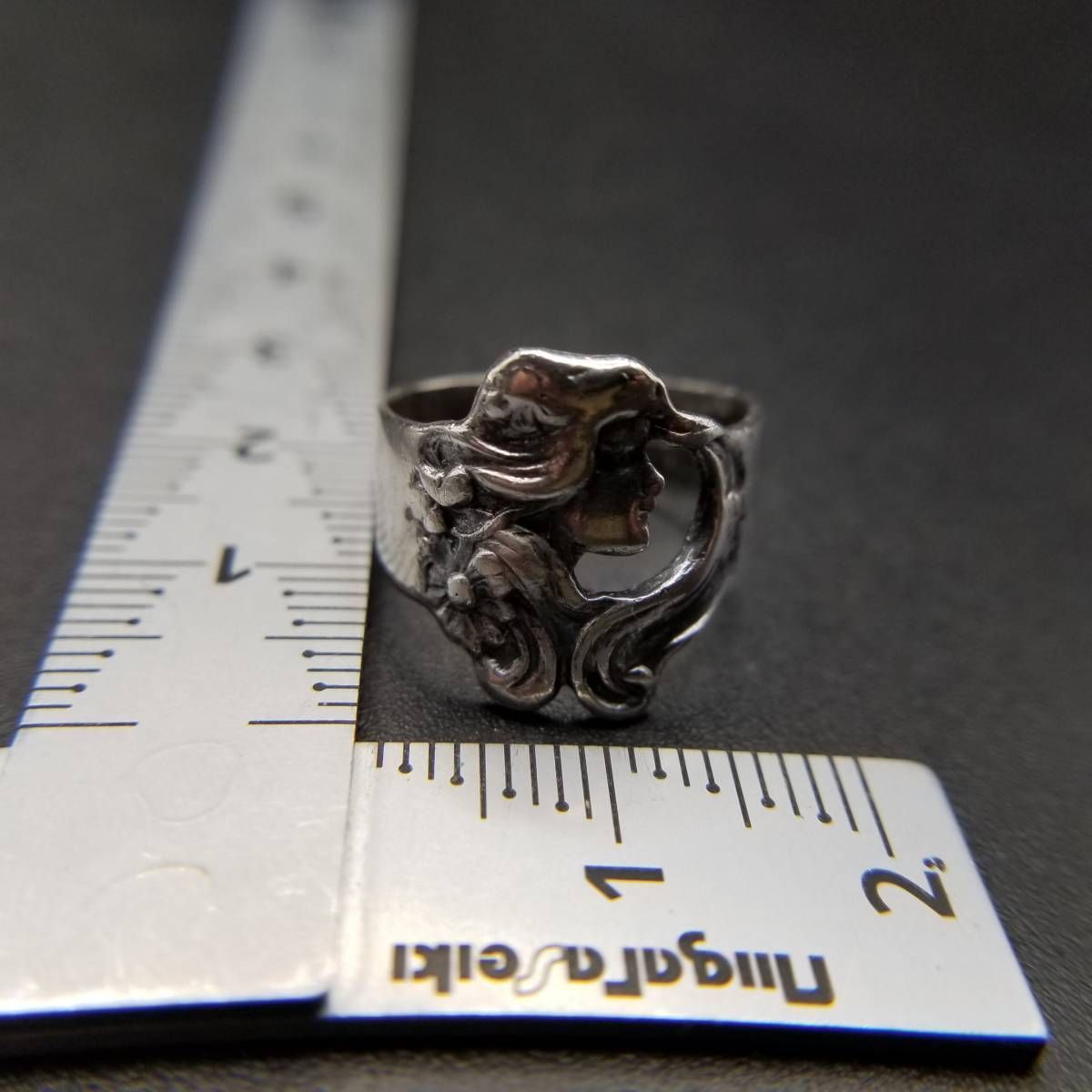 女性 横顔 フェイス モチーフ 彫刻 フラワー スターリング