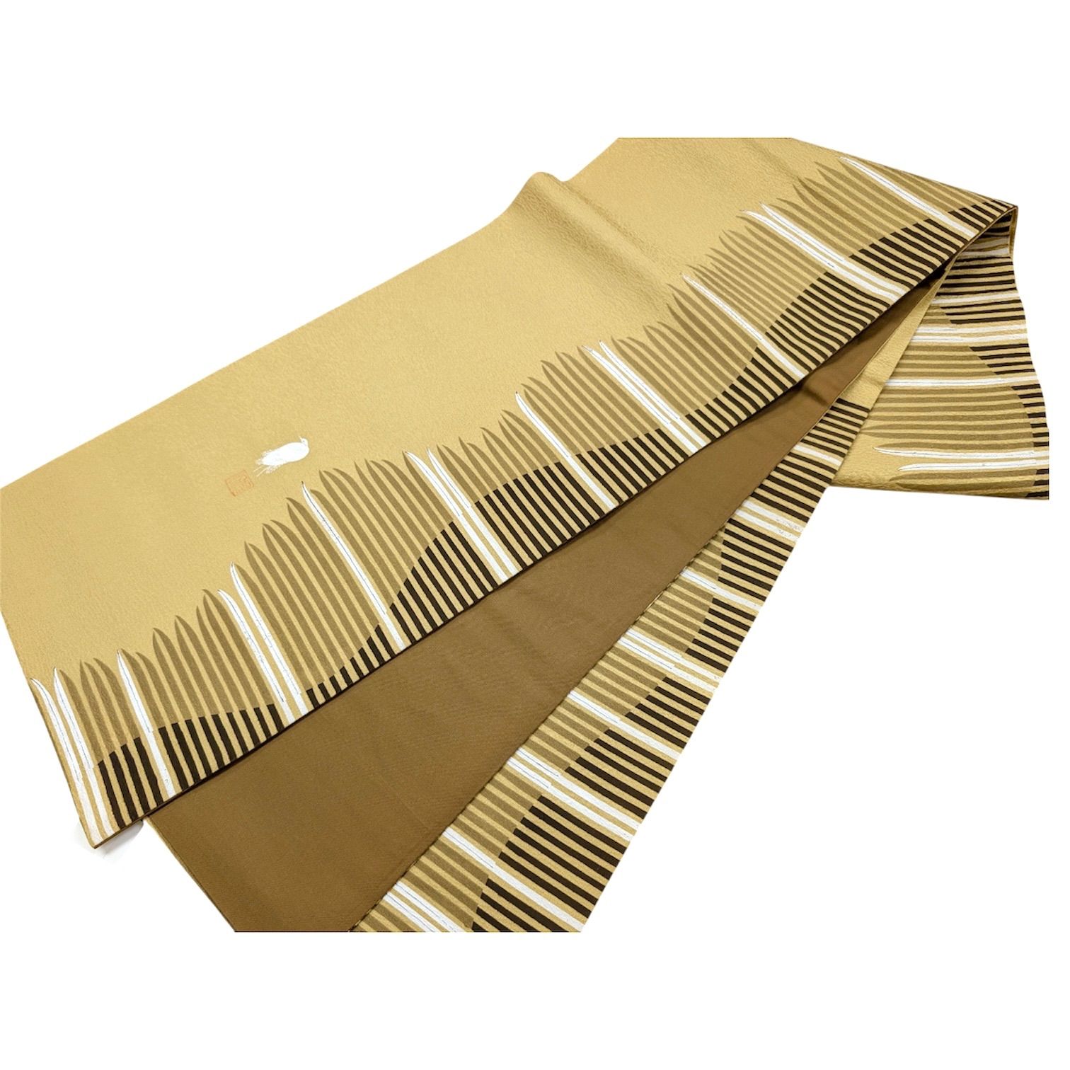 美品 逸品 お洒落 東京友禅 菅有 鬼一 作 手描き 染め 正絹 袋帯 O0995