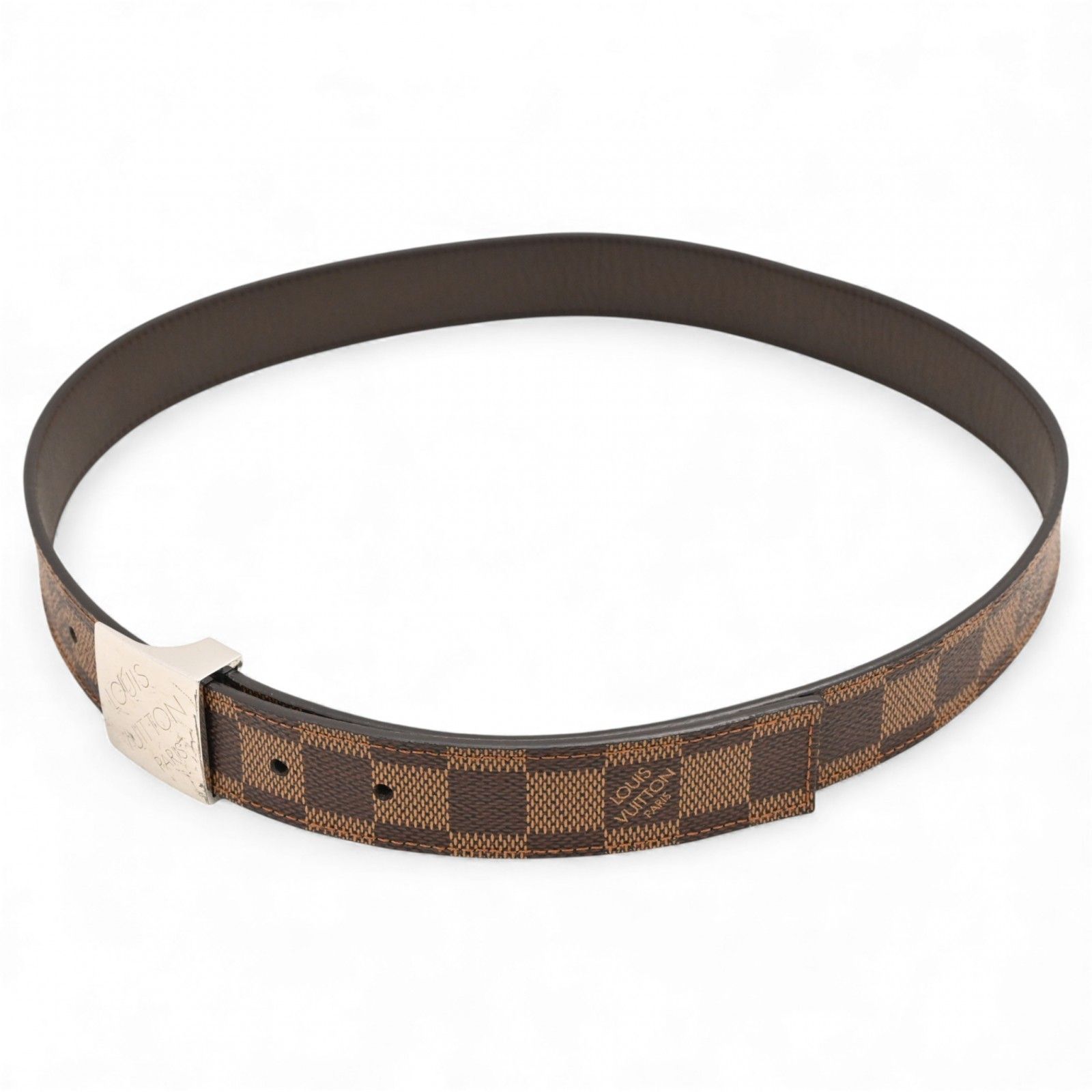 ルイヴィトン ダミエ サンチュール キャレ ベルト エベヌ 80 Bランク