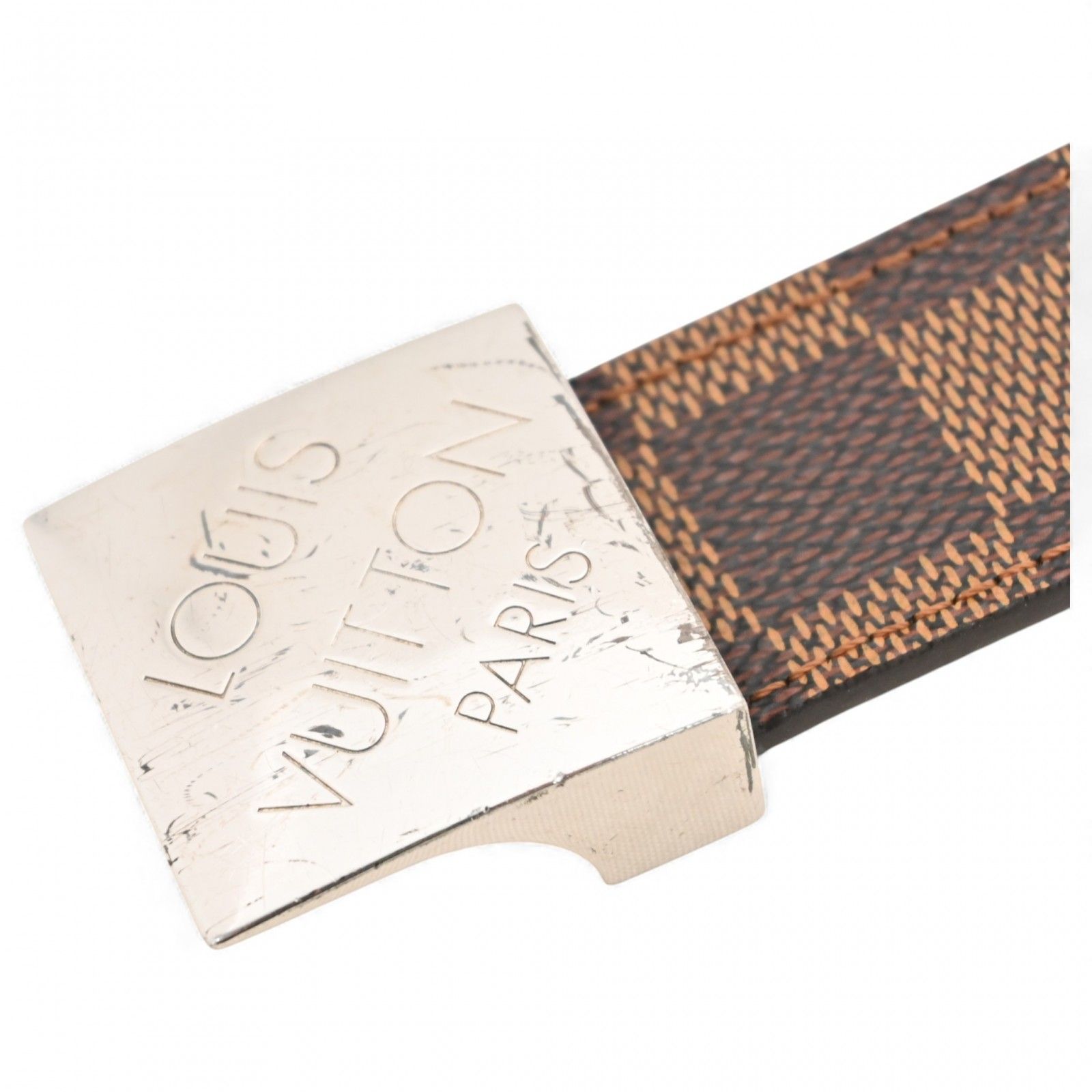 ルイヴィトン ダミエ サンチュール キャレ ベルト エベヌ 80 Bランク