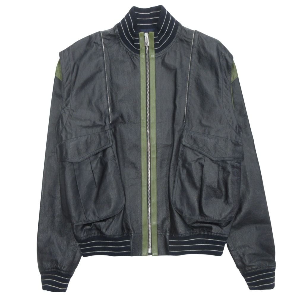 新品同様 LOEWE ロエベ レザー ジャケット ブルゾン フーディ パーカー