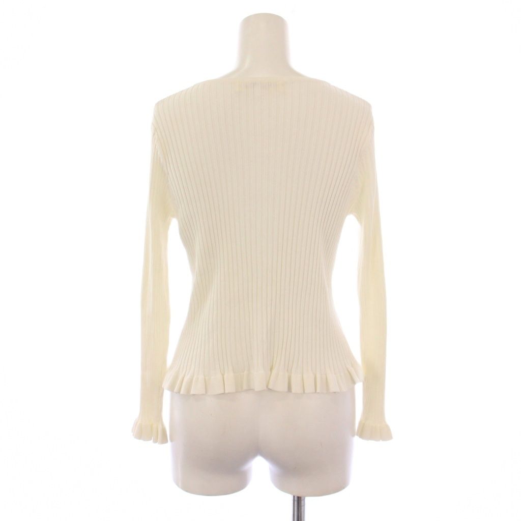 Super Beauty ホワイト　リブカーディガン スーパービューティー SUPER BEAUTY ニット カーディガン 長袖 リブ