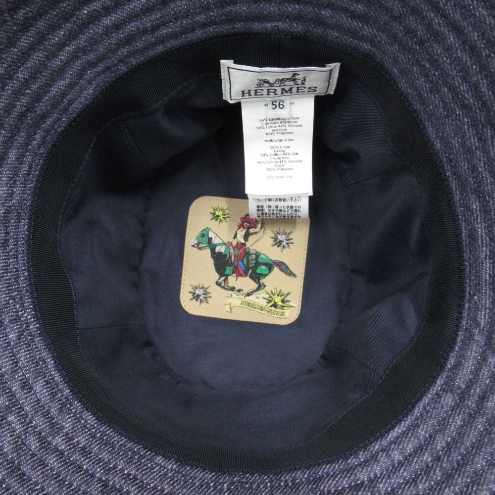 新品同様 HERMES エルメス デニム エデン バケット ハット 帽子 リネン