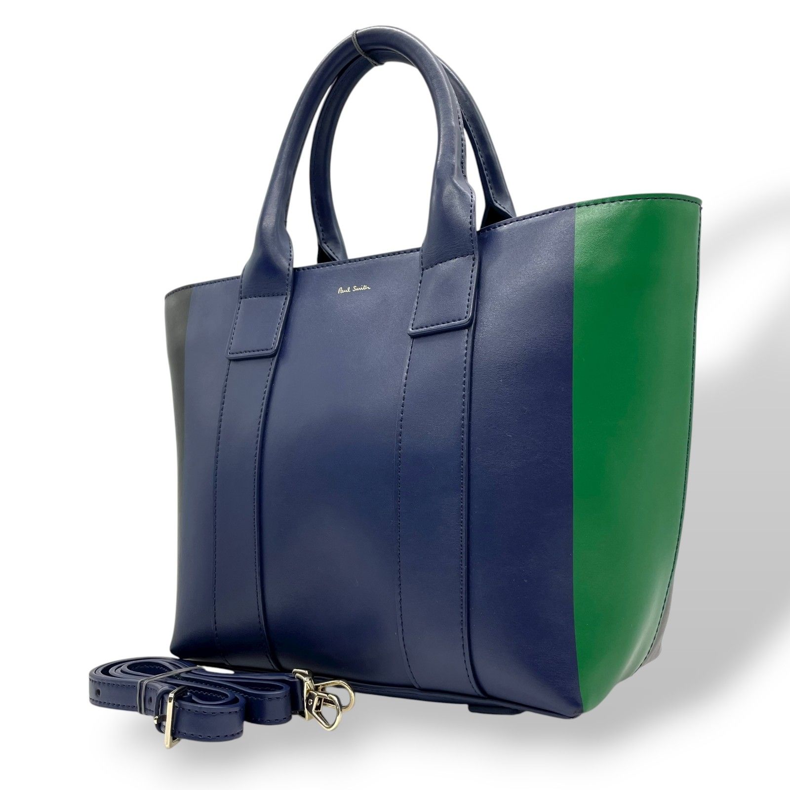 美品 ポールスミス Paul Smith レザー トートバッグ ショルダー 2WAY