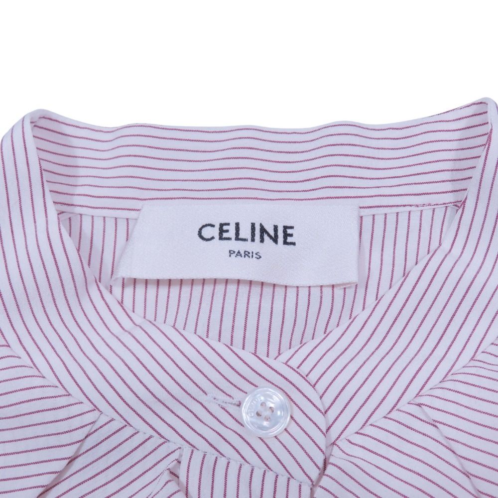 美品 21ss CELINE セリーヌ エディ期 ストライプ シルク シャツ 長袖