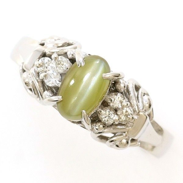 PT900 リング ring 指輪 9号 クリソベリルキャッツアイ 0.84 ダイヤ