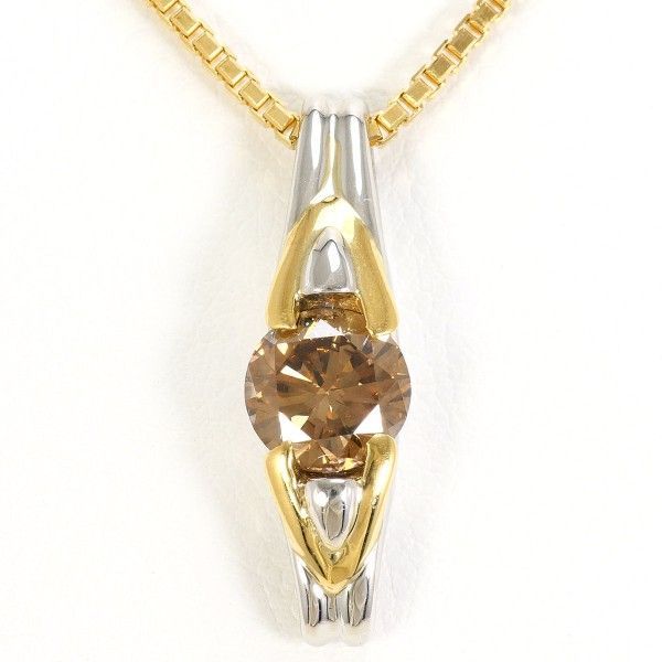 PT 900 K 18 YG ネックレス necklace ブラウンダイヤ 1 03 SI 2 鑑定書 総重量約7 7 g 約40 cm