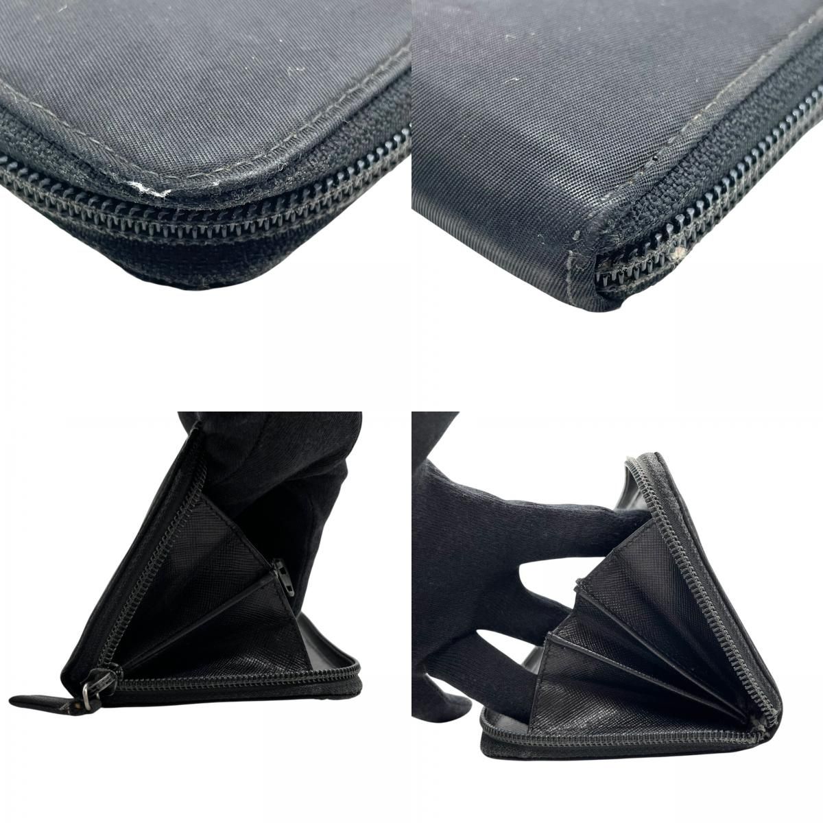 プラダ PRADA 長財布 ブラック 黒 NERO ナイロン レザー ラウンド