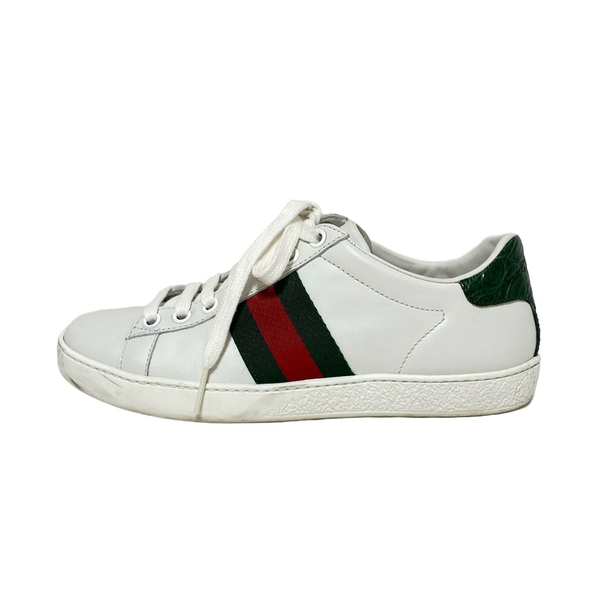 GUCCI(グッチ) スニーカー 34G レディース エース 387993 白×グリーン