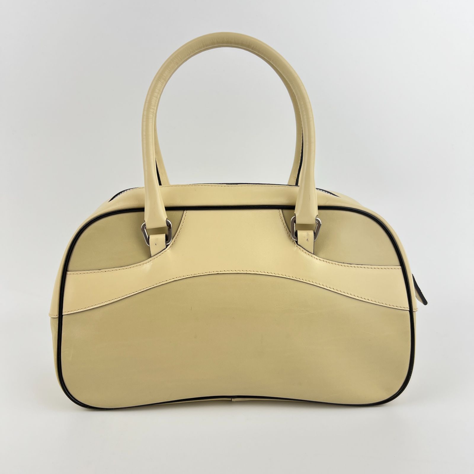 中古】PRADA プラダ ハンドバッグ ベージュ レザー ヴィンテージ