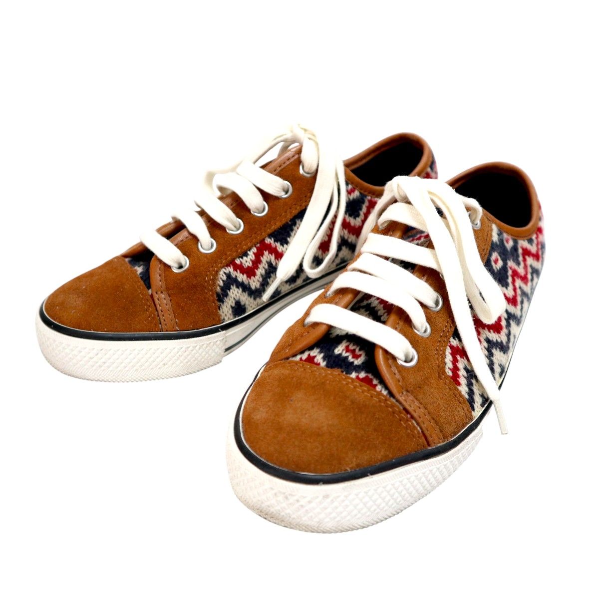 TORY BURCH トリーバーチ ジグザグ柄 ツイード/スエード スニーカー 8M