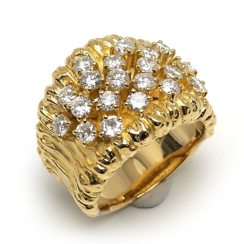 ダイヤモンドリング 約16.5号 K 18 YG ダイヤ2.06 ct 幅広