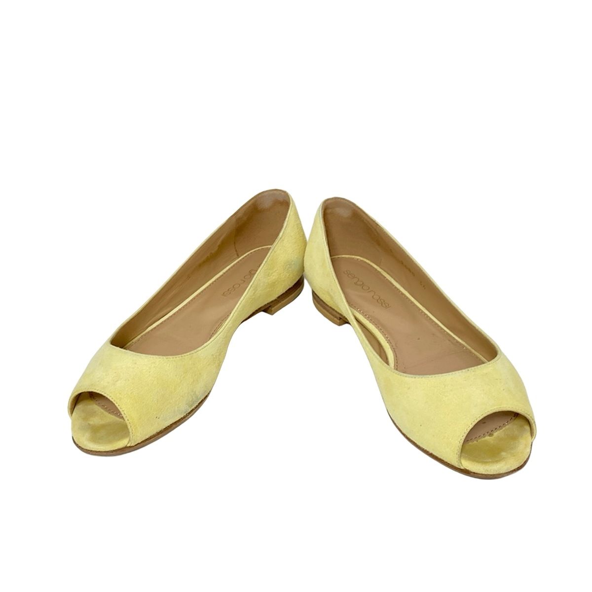 sergio rossi セルジオロッシ フラットシューズ 34 レディース - ライトイエロー オープントゥ アウトソール張替済