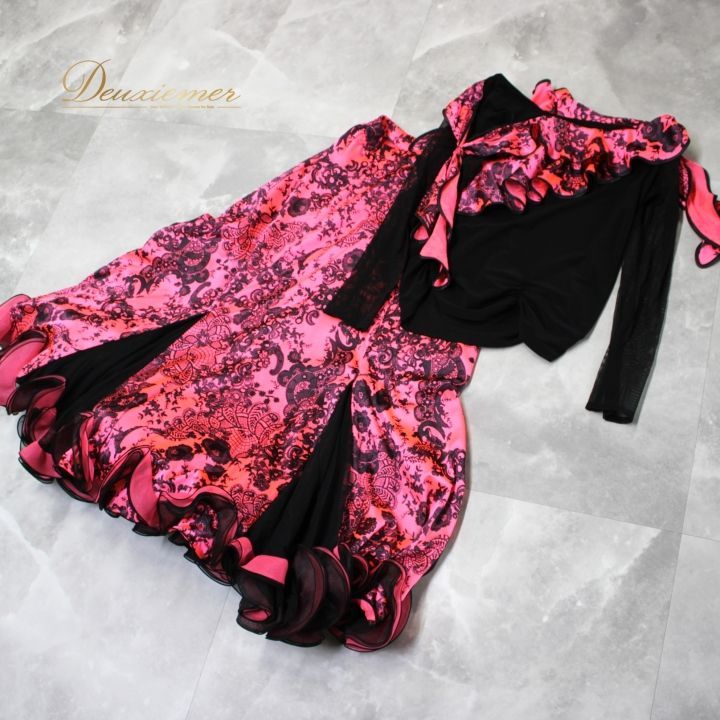 社交ダンス 衣装 スタンダード 上下セット ツーピース レッスンウェア