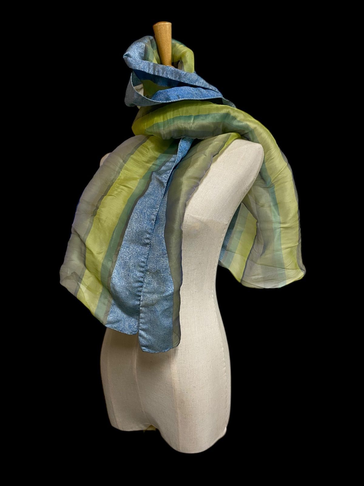 VERSACE 大判ストール ショール メデューサ 透かし柄 青緑黄色