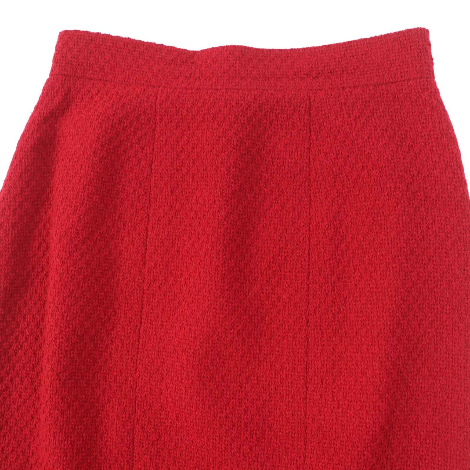 極美品◎CHANEL シャネル 20450 ウール 金ボタン 単色ツイード セットアップ レッド 38 ハンガー・ガーメント付き 仏製 正規品 レディース 極美品◎CHANEL シャネル 20450 ウール 金ボタン 単色ツイード