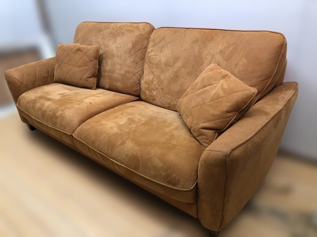 リラックスフォーム 3人掛けソファ コーデュロイ調 キャメル クッション付 北欧風 おしゃれ リビング用 112901 1 035