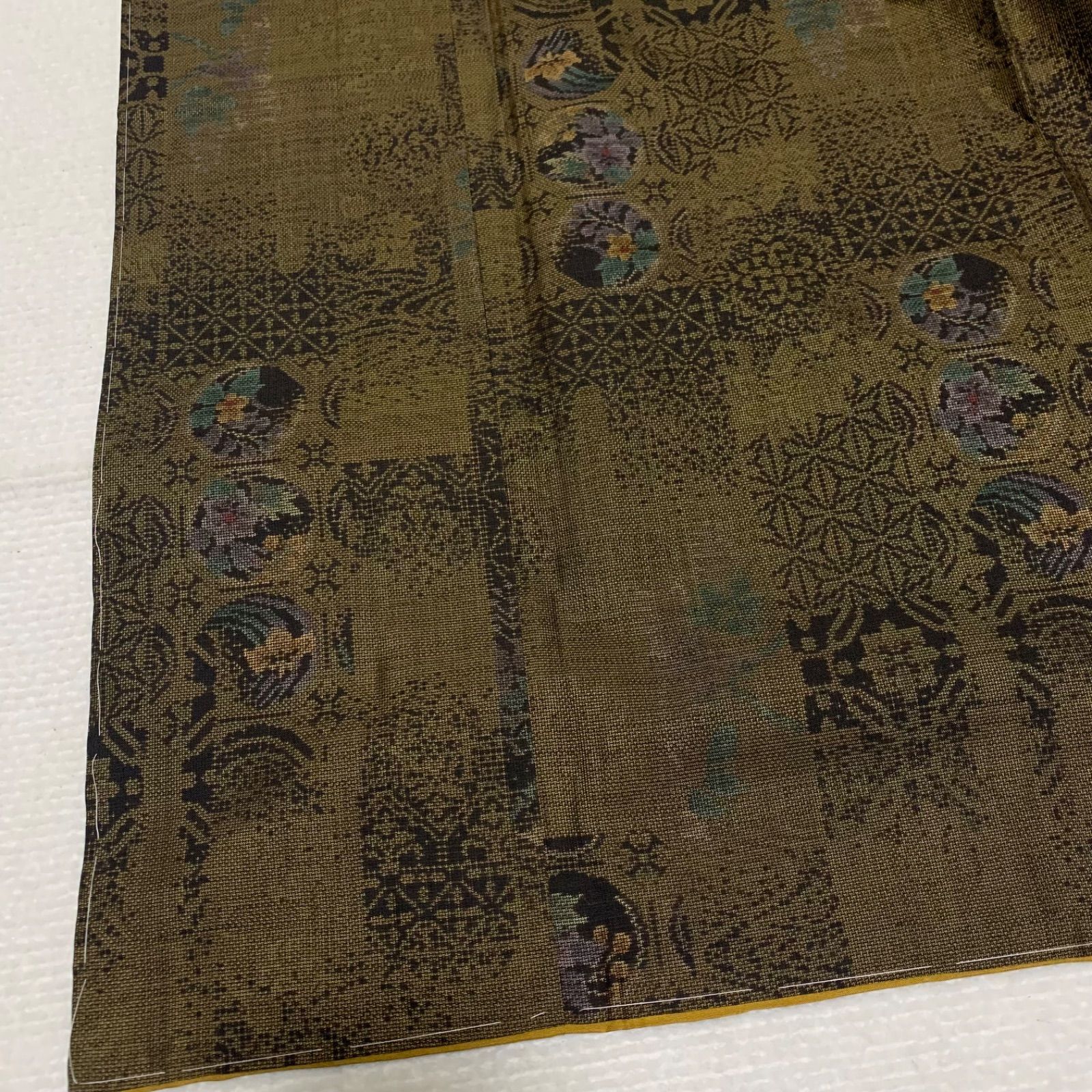  R 1511 着物 紬 絹 裄65センチ 身丈 背 159センチ レディース 一部しつけ糸付き 紬 着物