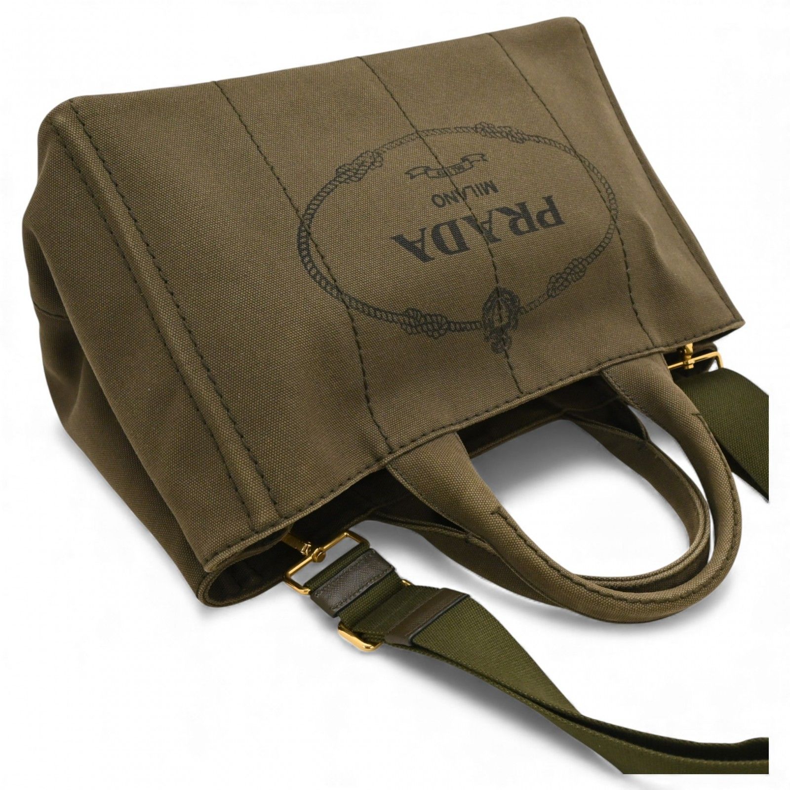 プラダ カナパ 2WAY トートバッグ カーキ グリーン Bランク pr9948gd