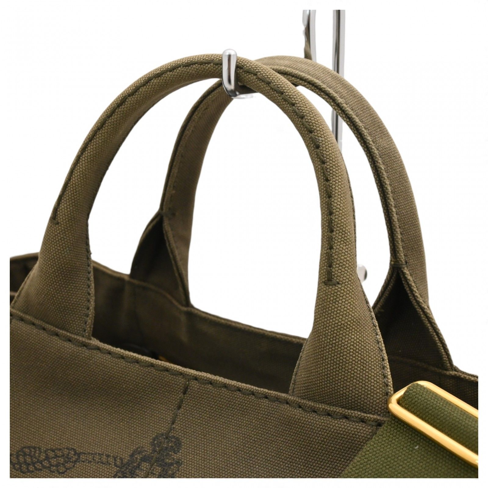 プラダ カナパ 2WAY トートバッグ カーキ グリーン Bランク pr9948gd