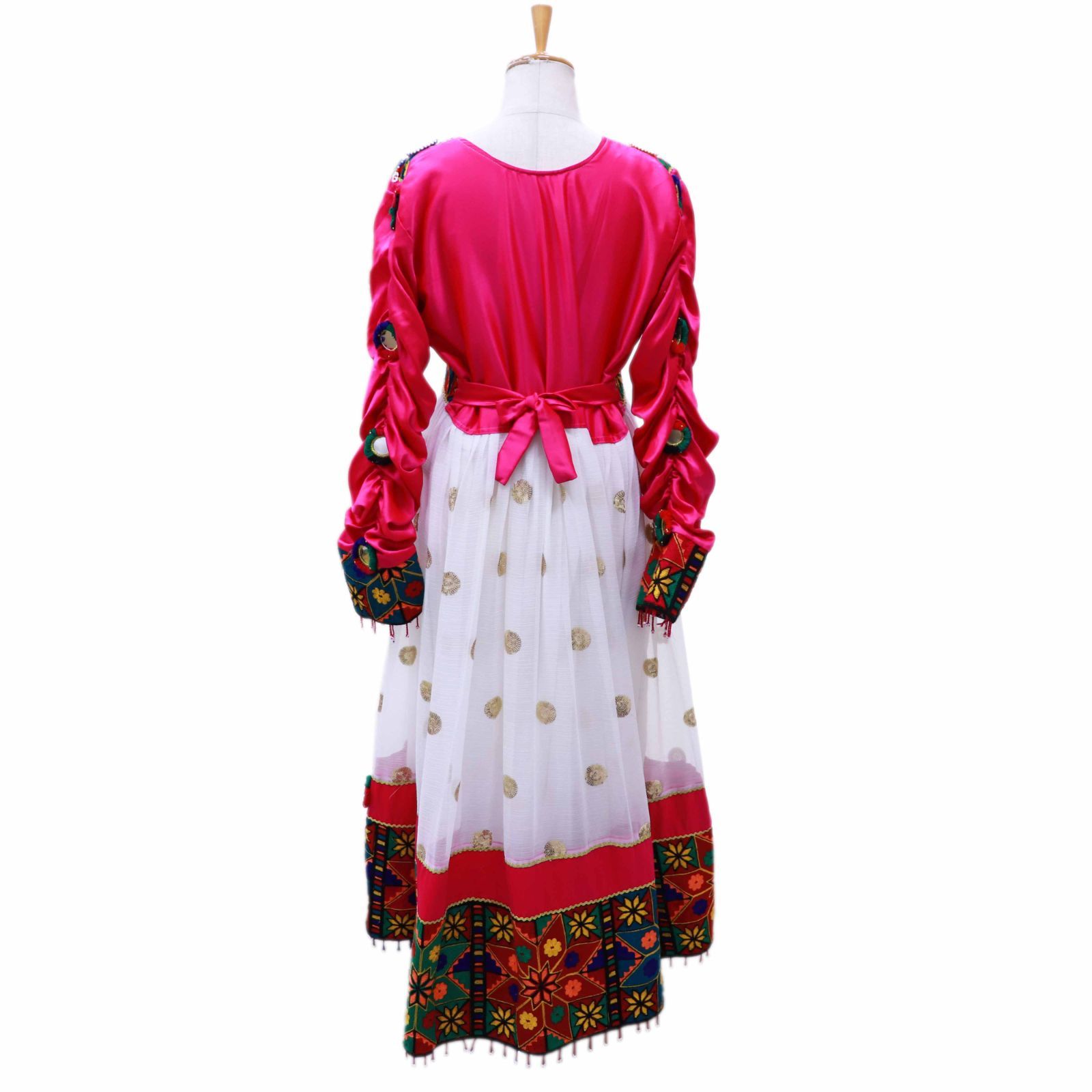 インド手刺繍 ミラーワーク 民族ワンピース 民族衣装 古布 長袖ロング