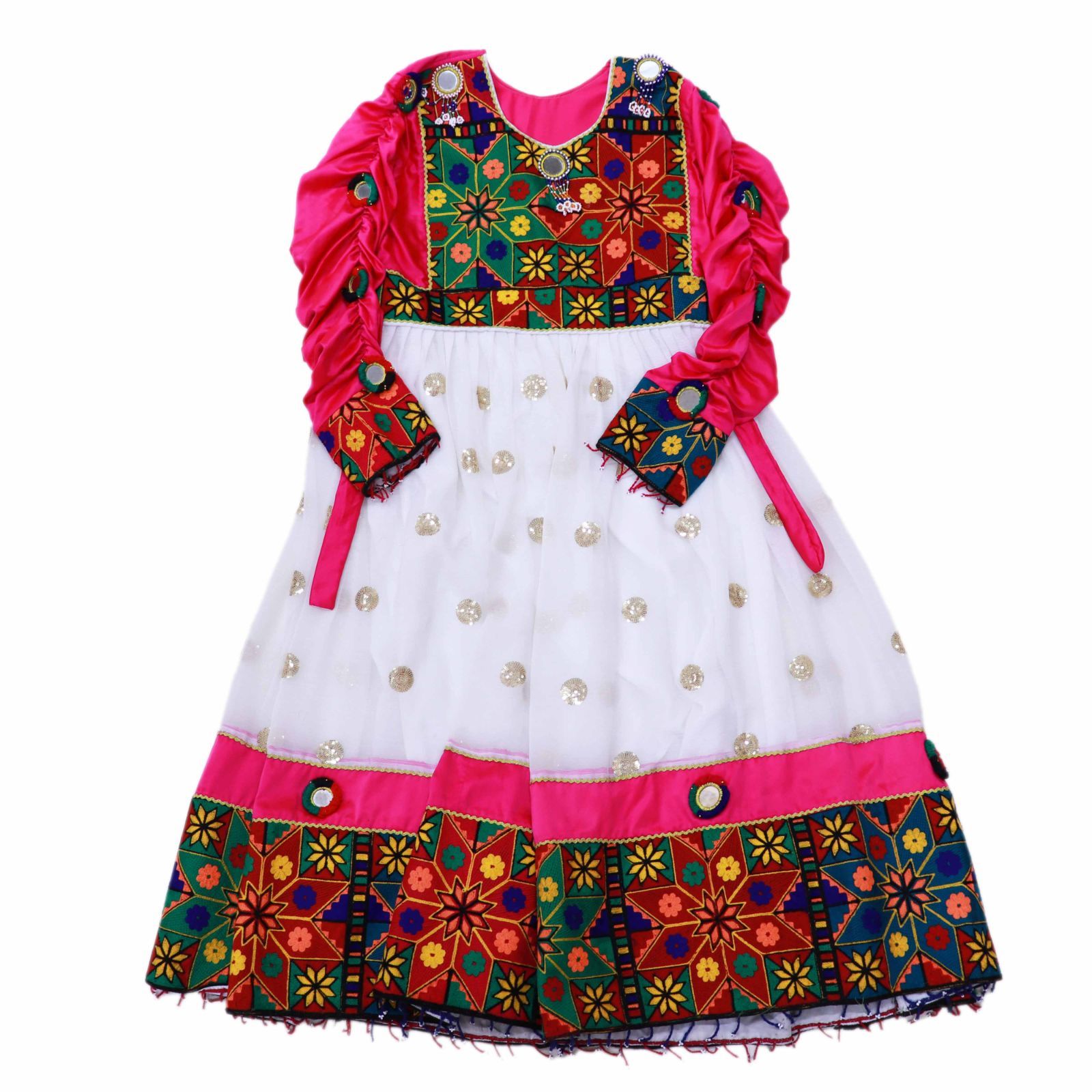 インド手刺繍 ミラーワーク 民族ワンピース 民族衣装 古布 長袖ロング