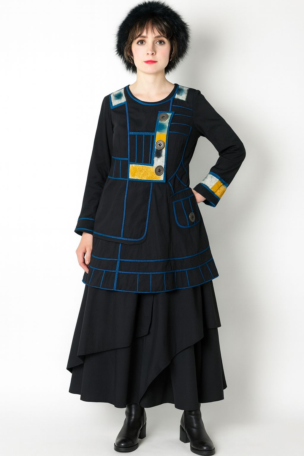 EIKO KONDO エイココンドウ 異素材 パワーネット ワンピース ブラック