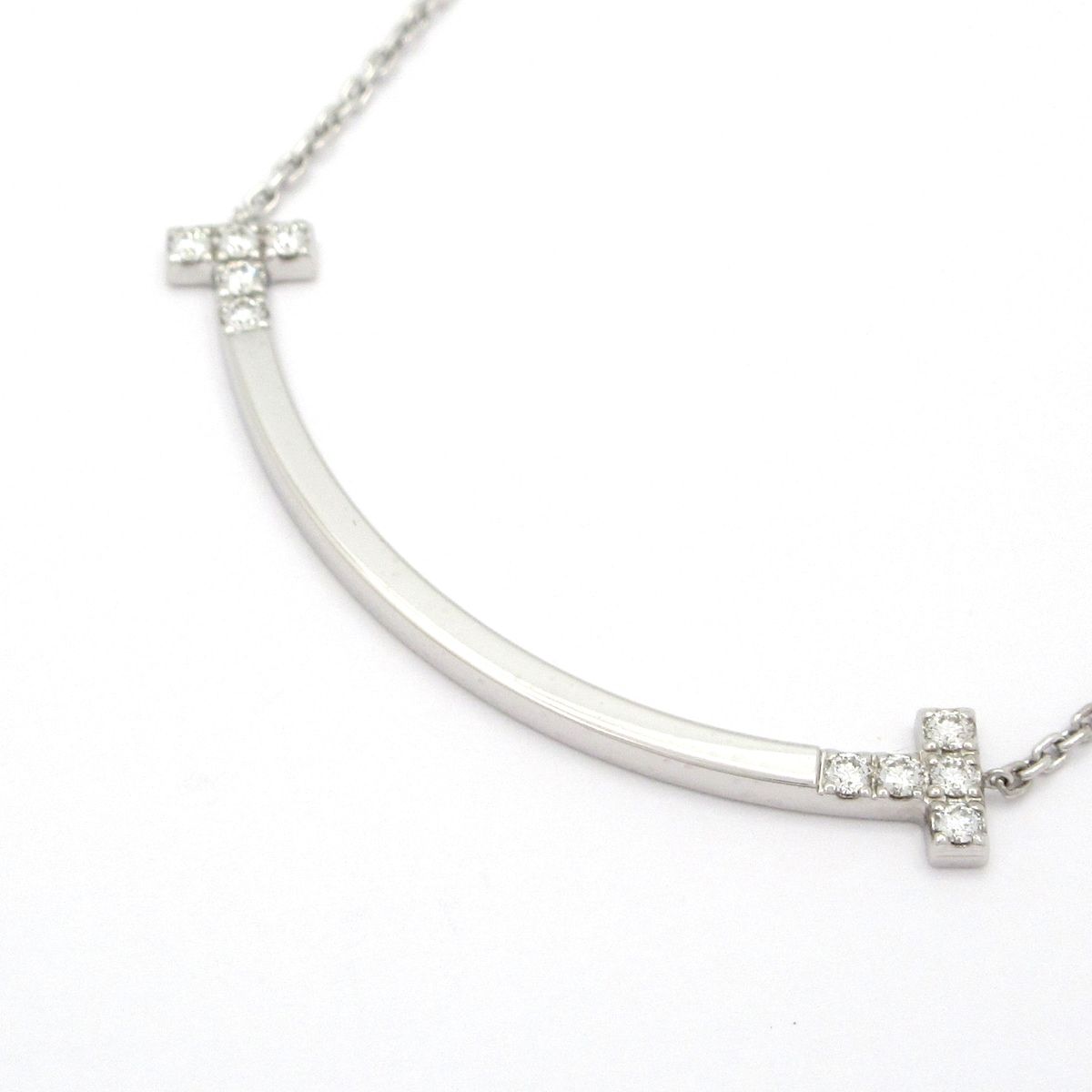 TIFFANY Co ティファニー ネックレス Tスマイルペンダント ミディアム K 18 WG ダイヤモンド 10 Pダイヤ ダイヤ0 19カラット