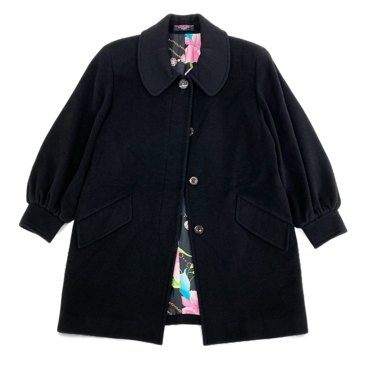 8L5【美品】LEONARD レオナール カシミヤコート ロングコート 美しい花