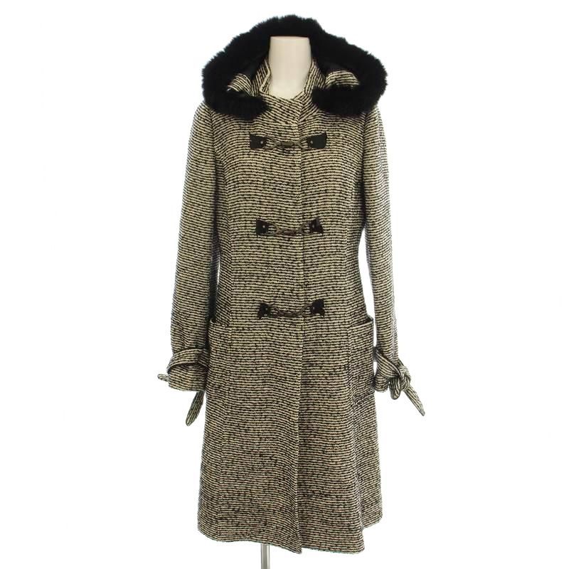 トッカ TOCCA ツイードコート ロング コート フード ラビットファー 0