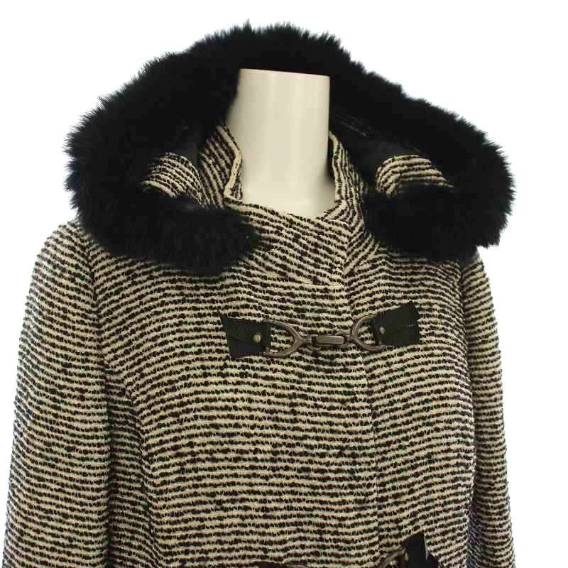 トッカ TOCCA ツイードコート ロング コート フード ラビットファー 0