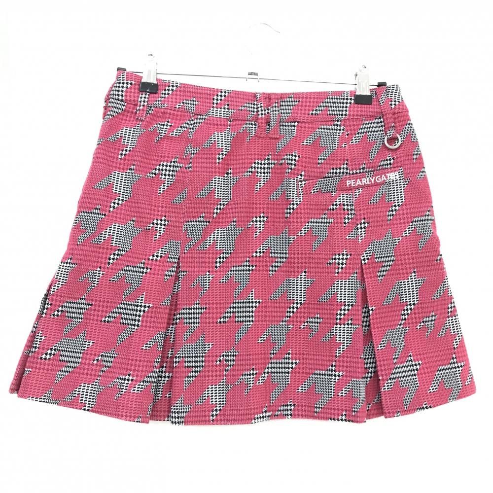 超 パーリーゲイツ スカート 黒×グレー×ピンク 千鳥格子 レディース 0 S ゴルフウェア PEARLY GATES
