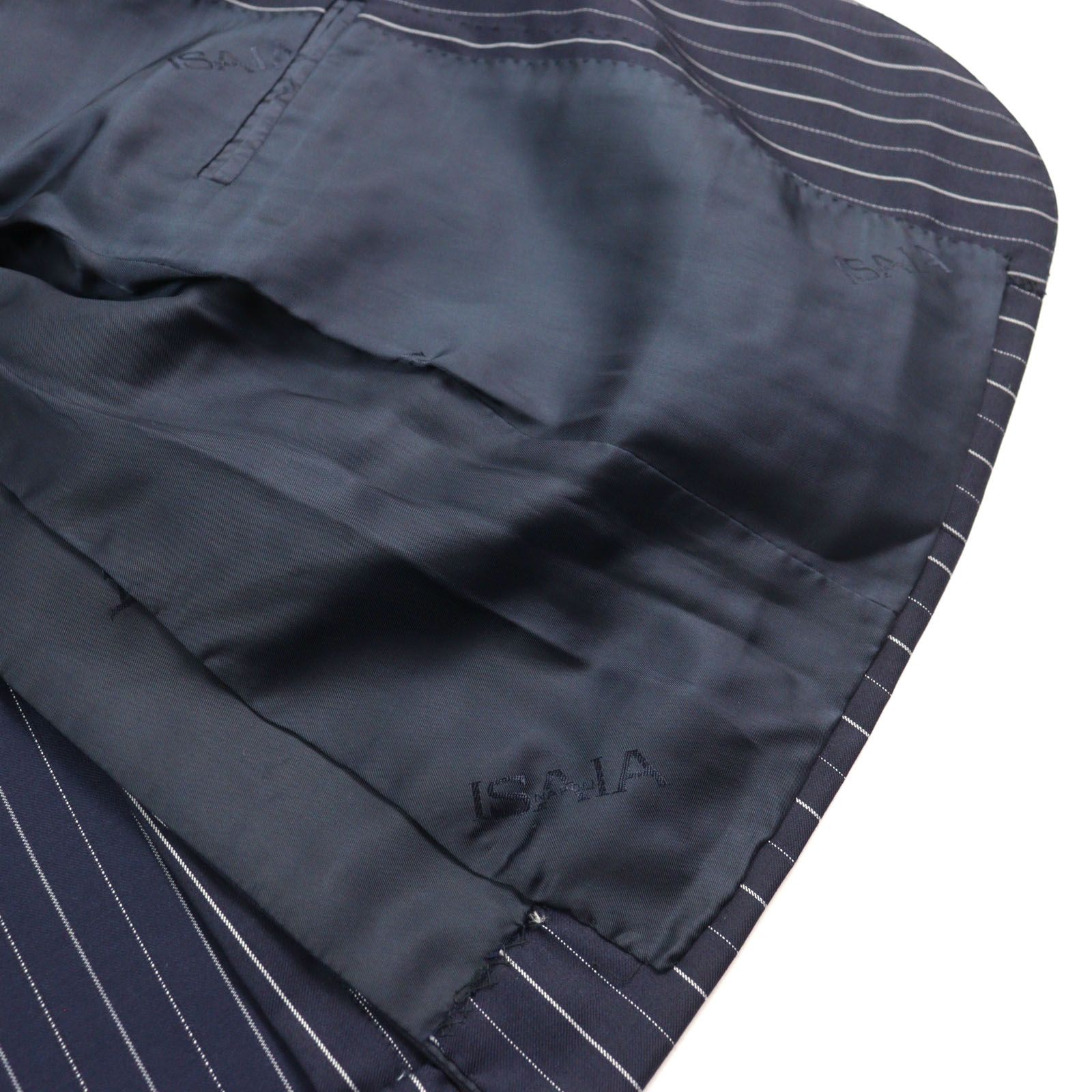 美品○ISAIA イザイア ウール100% Super 120s生地使用 ストライプ柄