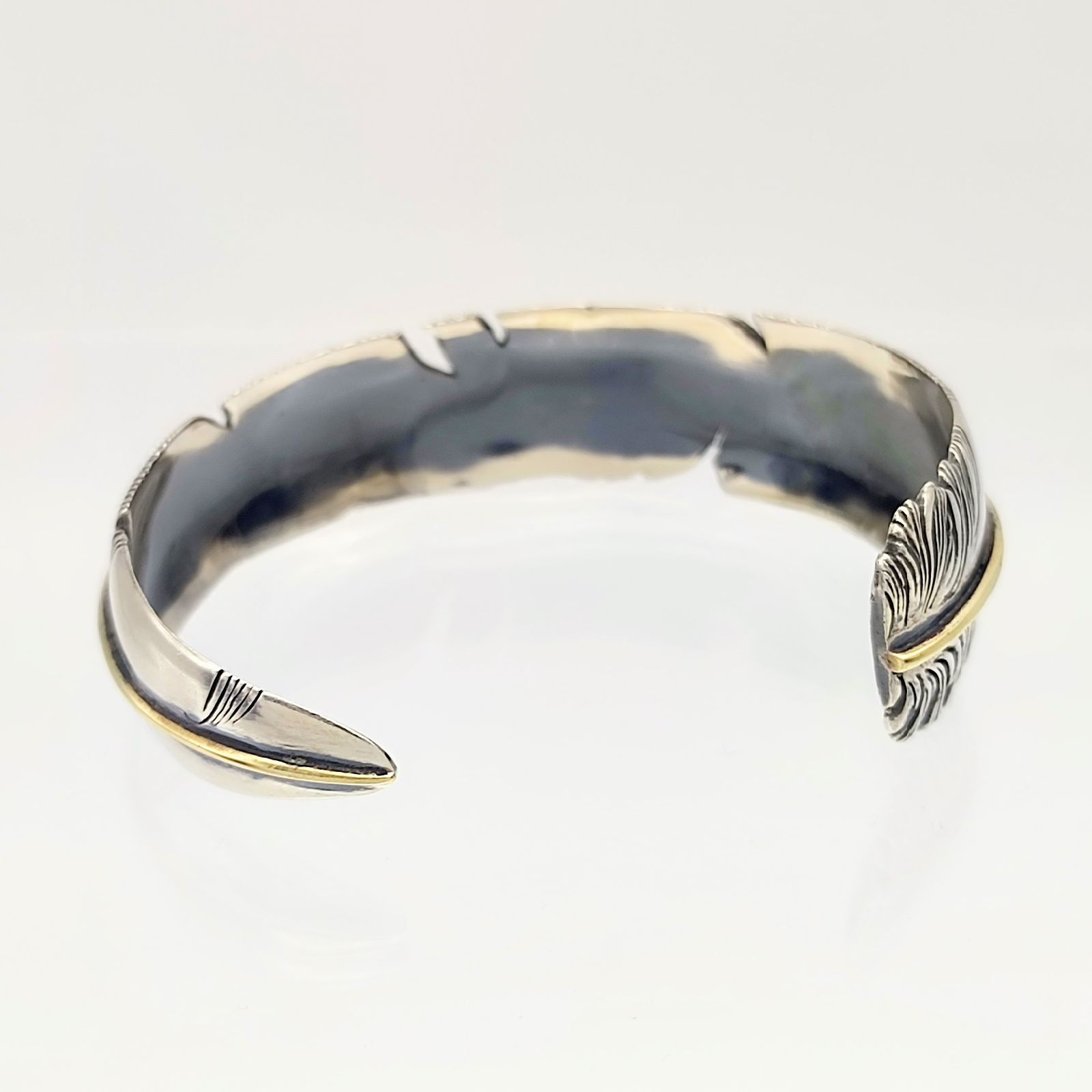 美品】SAAD サード フェザーバングル ブロンズライン SILVER シルバー
